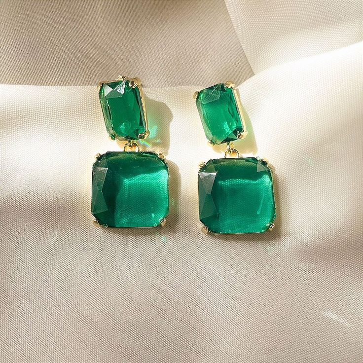 Green diamond earrings