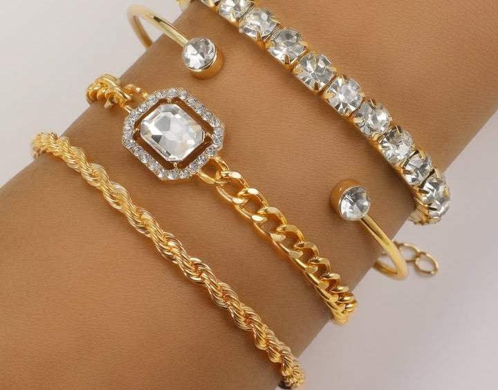 Classy diamond 4-set bracelets