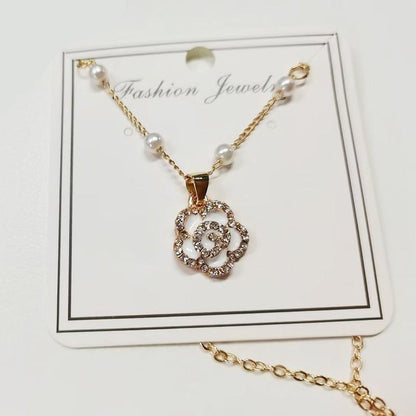 Pearl and flower necklace